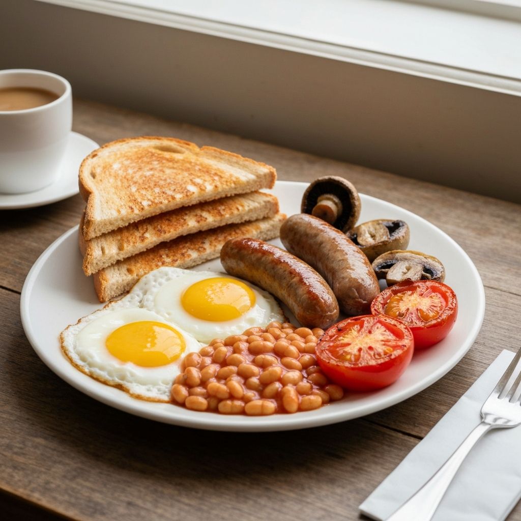 Full English breakfast components